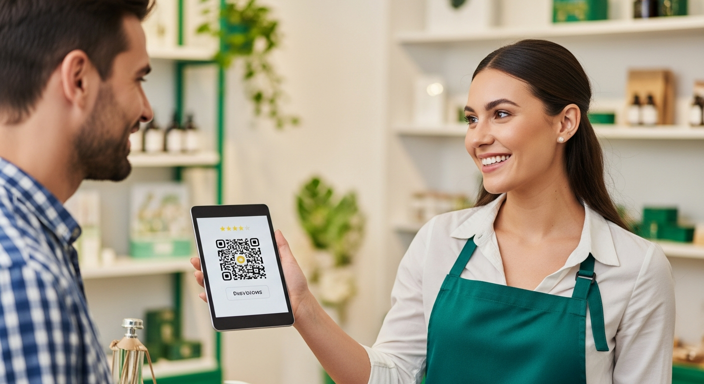 Propriétaire de commerce local préparant sa stratégie d'avis pour les fêtes afin d'attirer plus de clients via Google