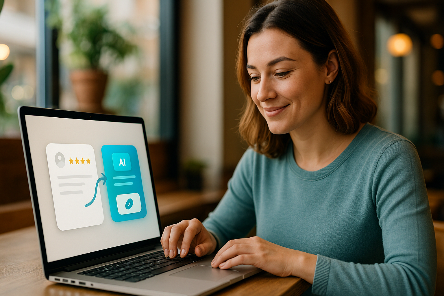 Business owner reviewing an AI-generated response to a Google review